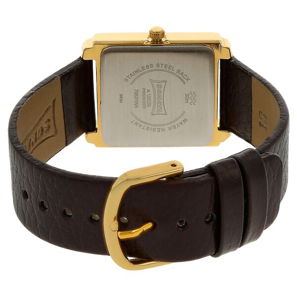 Sonata Quartz Analog Champagne Dial Leather Strap Watch for Men - image number 3