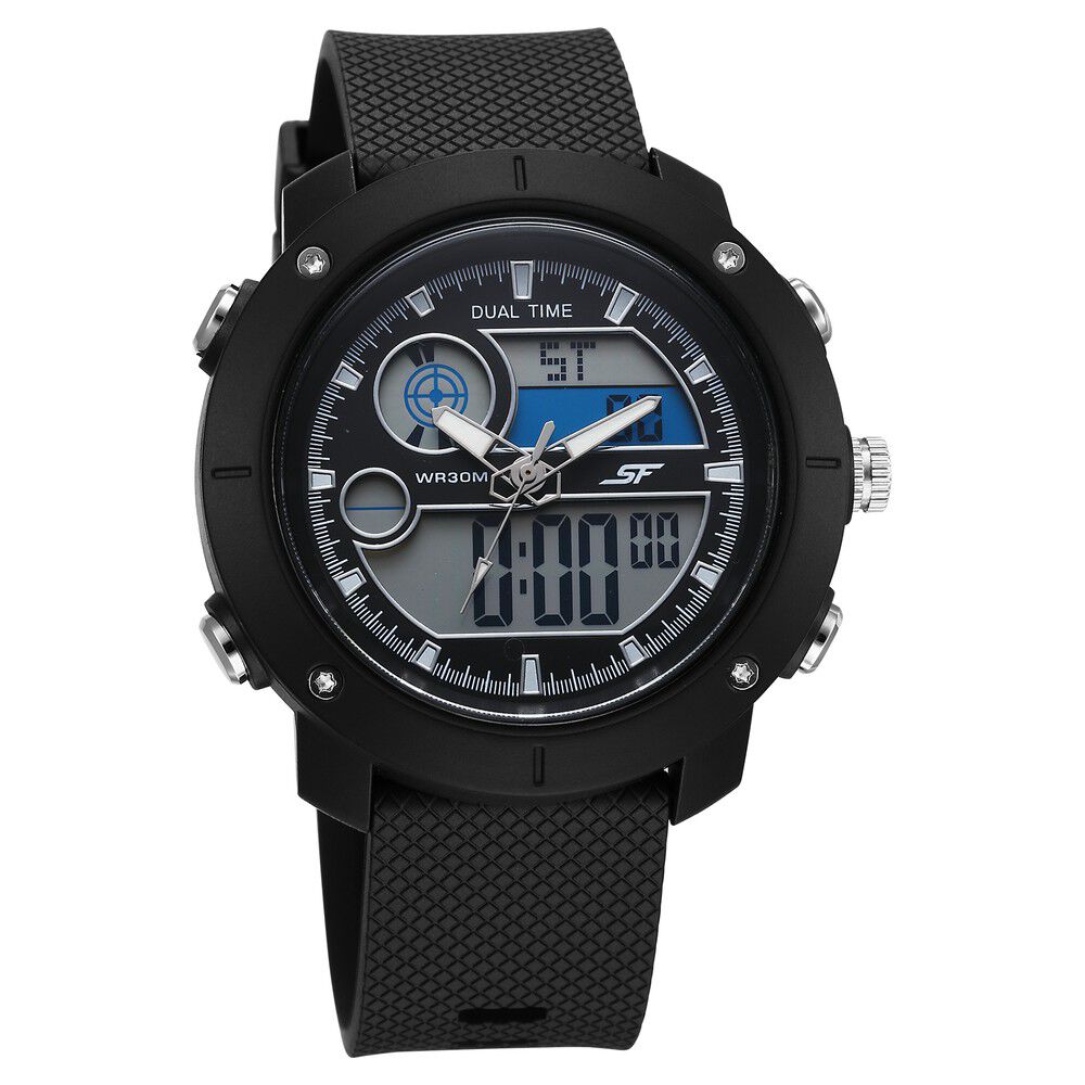 Buy Online SF Zest Quartz Analog Digital Dial Black Polyurethane Strap Watch For Men 77131pp01w Sonata
