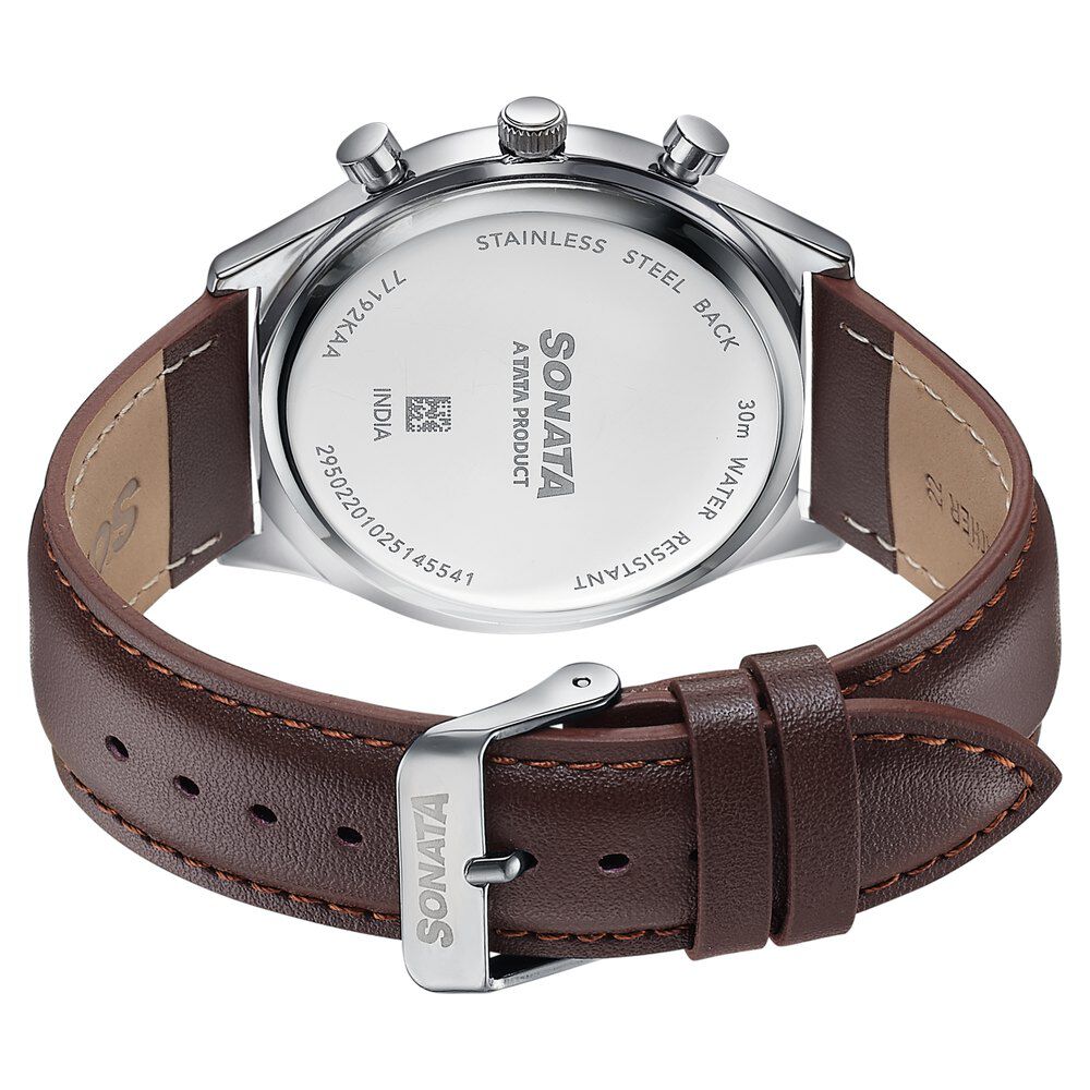 Buy Online Sonata Festive Quartz Multifunction Blue Dial Brown