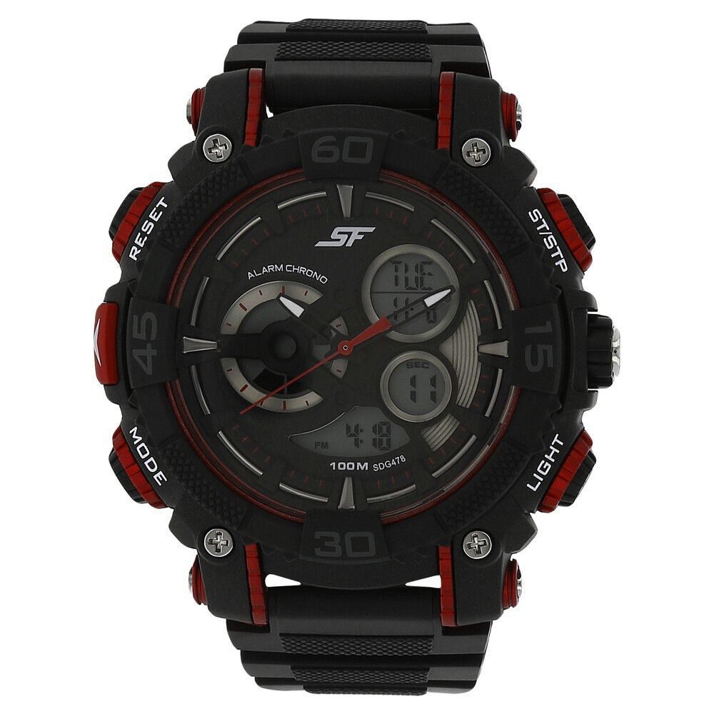 Buy Online SF Quartz Analog Digital Black Dial Plastic Strap Watch for Men np77070pp01 Sonata