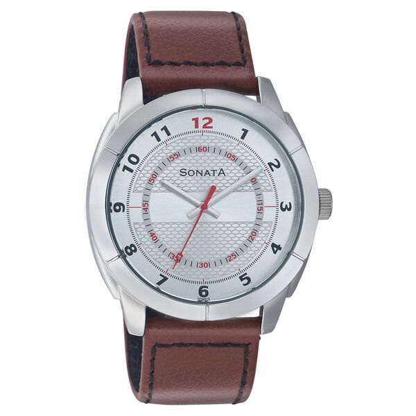 Sonata Quartz Analog Silver Dial Strap Watch for Men - image number 0