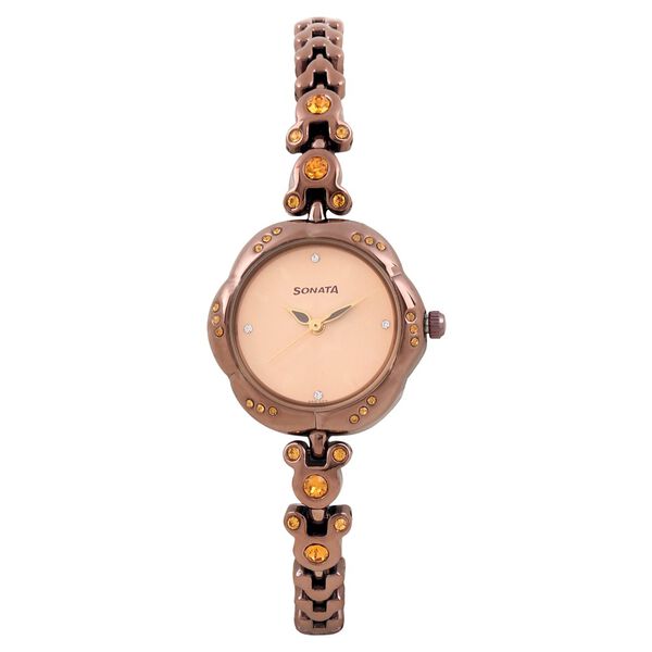 Sonata Quartz Analog Rose Gold Dial Metal Strap Watch for Women - image number 0