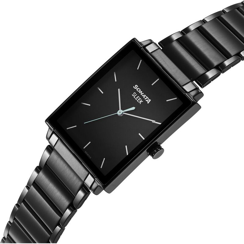Sonata Sleek Black Dial Analog Watch for Men