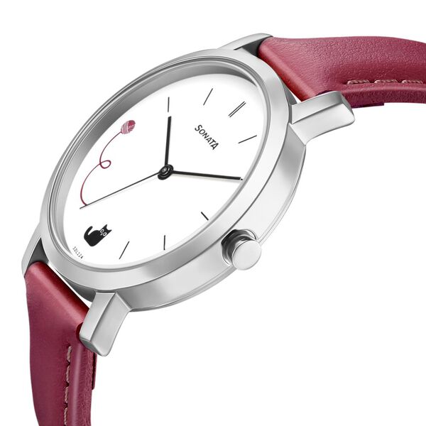 Sonata Play White Dial Women Watch With Leather Strap - image number 2