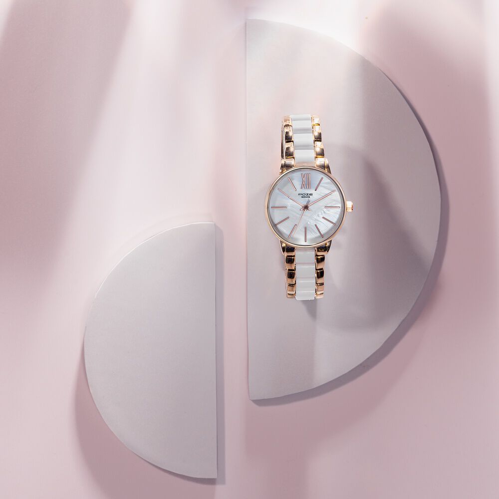 Sonata Poze Quartz Analog White Dial Metal Strap Watch For Women