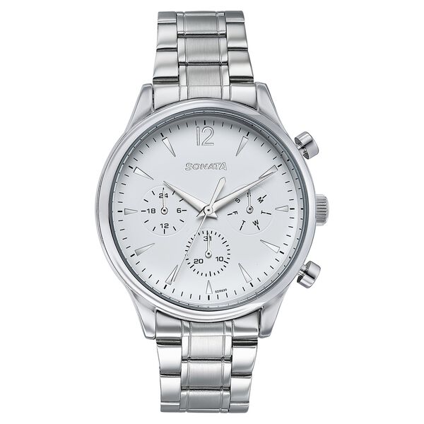 Sonata Wedding Edit Quartz Multifunction Silver Dial Stainless Steel Strap Watch For Men - image number 0