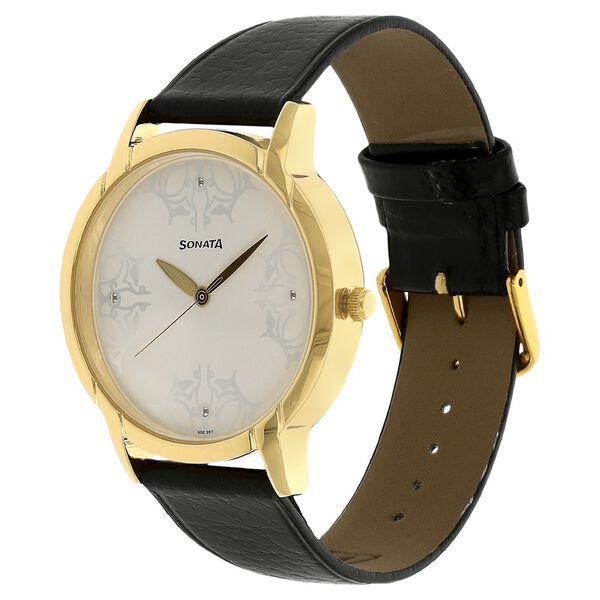 Sonata Quartz Analog Silver Dial Leather Strap Watch for Men - image number 1
