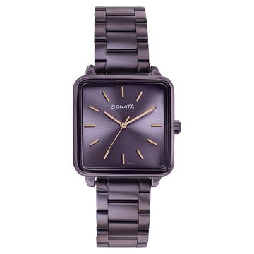Sonata Wedding Edit Quartz Analog Purple Dial Stainless Steel Strap Watch For Women