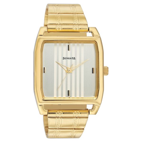 Sonata Quartz Analog Silver Dial Stainless Steel Strap Watch for Men - image number 0