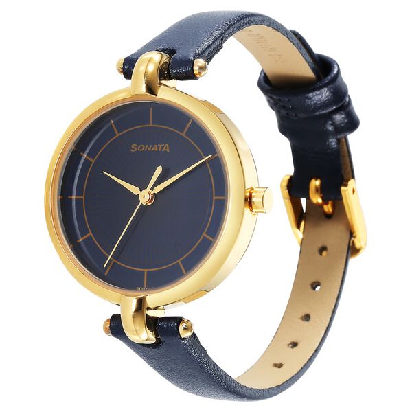 Sonata Gold Edit Blue Dial Women Watch With Leather Strap - image number 1