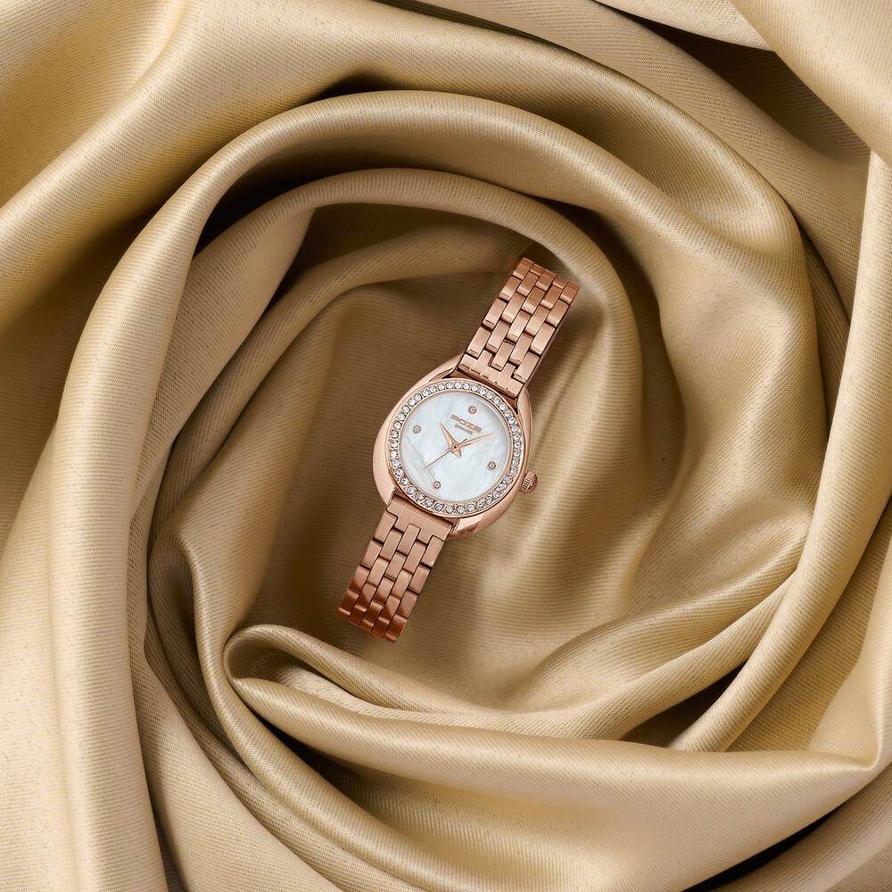 Poze By Sonata Quartz Analog Mother of Pearl Dial Rose Gold Metal Strap Watch For Women-picture-19