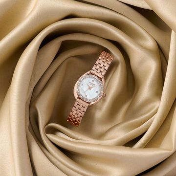 Poze By Sonata Quartz Analog Mother of Pearl Dial Rose Gold Metal Strap Watch For Women