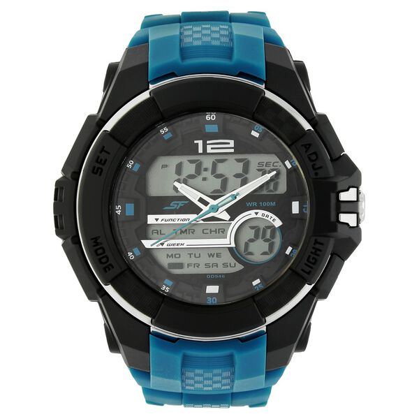 SF Quartz Analog Digital Black Dial Plastic Strap Watch for Men - image number 0