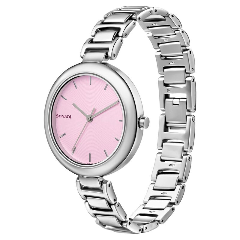 Sonata Workwear Pink Dial Women Watch With Metal Strap - image number 1