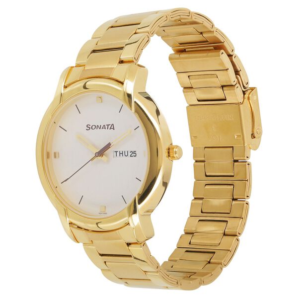 Sonata Quartz Analog with Day and Date White Dial Stainless Steel Strap Watch for Men - image number 1