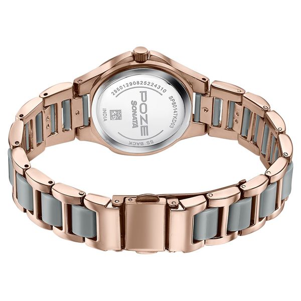 Poze By Sonata Quartz Analog Grey Dial Two Toned Metal & Plastic Strap Watch For Women - image number 6