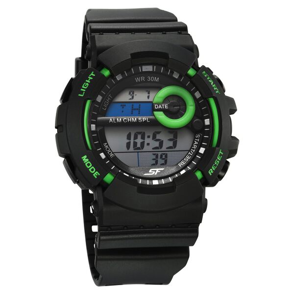 SF Digital Round Dial Black PU Strap Watch For Men - image number 0