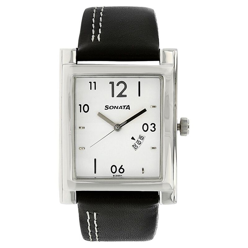 Sonata Quartz Analog with Date White Dial Leather Strap Watch for Men - image number 0
