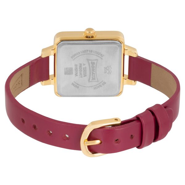 Sonata Splash Champagne Dial Women Watch With Leather Strap - image number 4