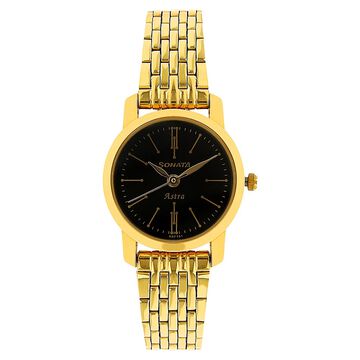 Sonata Quartz Analog Black Dial Stainless Steel Strap Watch for Women