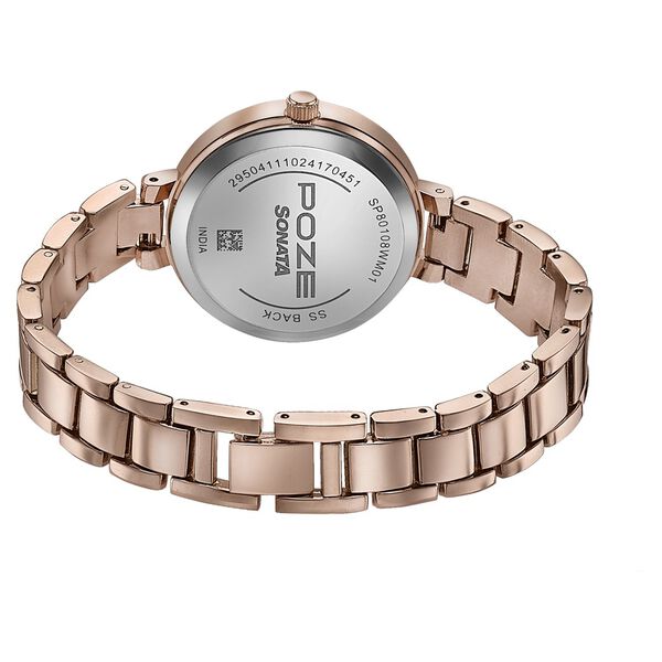 Sonata Poze Quartz Analog White Dial Metal Strap Watch For Women - image number 5