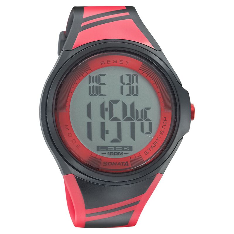Sonata Digital Red Dial Strap Watch for Men - image number 0