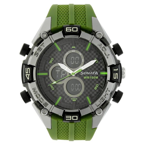 SF Quartz Analog Digital Black Dial Plastic Strap Watch for Men - image number 0