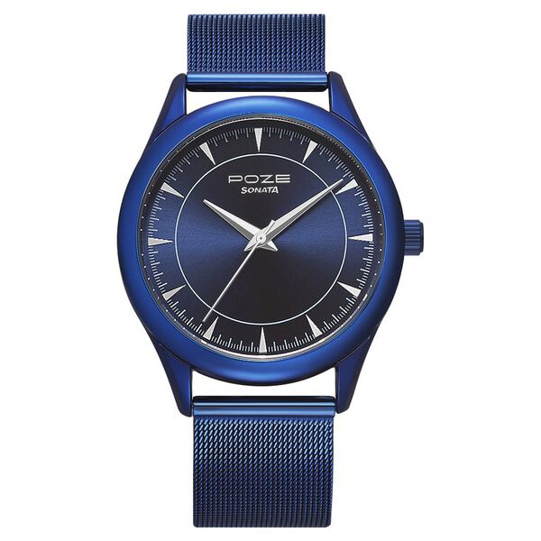Poze by Sonata Quartz Analog Blue Dial Stainless Steel Strap Watch for Men - image number 0