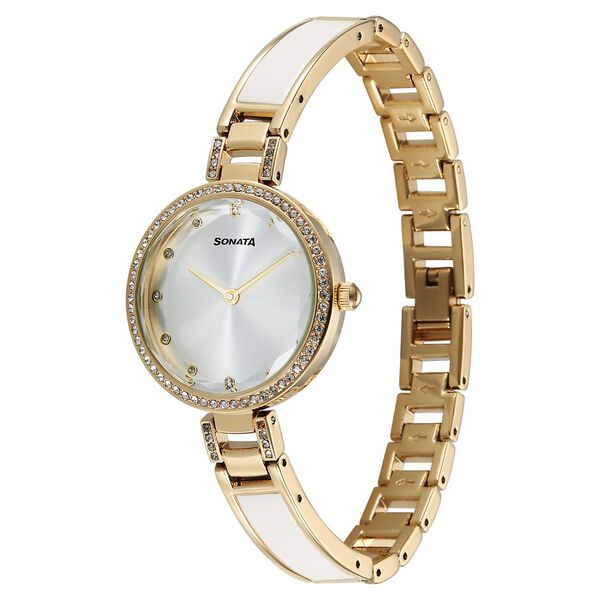 Sonata Aura Quartz Analog Silver Dial Two Toned Stainless Steel Strap Watch For Women - image number 1