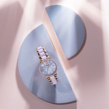 Sonata Poze Quartz Analog Purple Dial Metal Strap Watch For Women