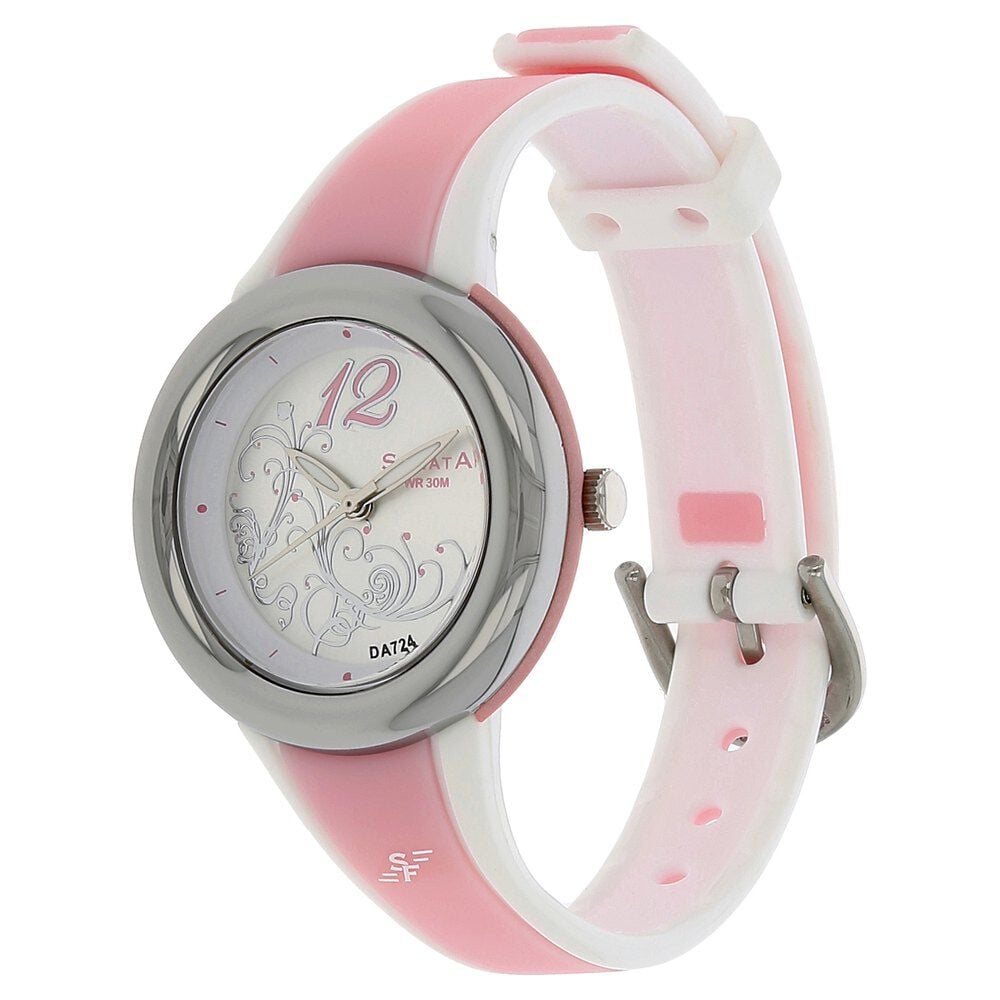 Sonata Quartz Analog Silver Dial Plastic Strap Watch for Women