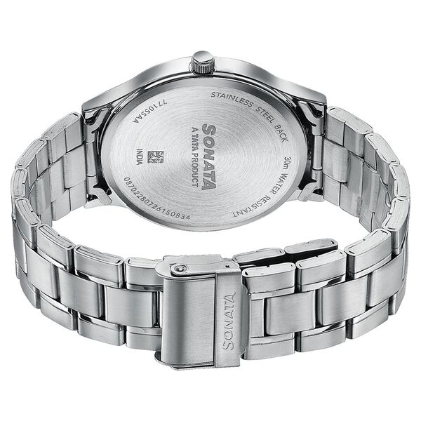 Sonata Aspire Quartz Analog Blue Dial Silver Stainless Steel Strap Watch For Men - image number 5