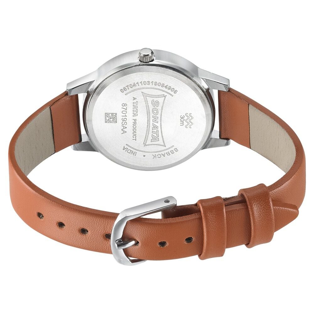 Buy Online Sonata Floral Folkart Silver Dial Women Watch With Leather Strap nn87019sl11w Sonata