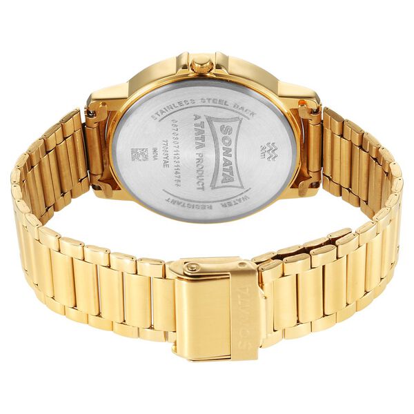 Sonata Traditional Essentials Quartz Analog Champagne Dial Stainless Steel Strap Watch for Men - image number 3