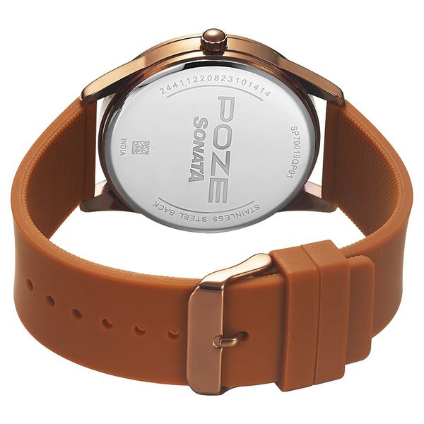 Poze by Sonata Quartz Analog Brown Dial Silicone Strap Watch for Men - image number 4