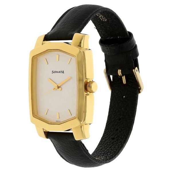 Sonata Quartz Analog Silver Dial Leather Strap Watch for Men - image number 1