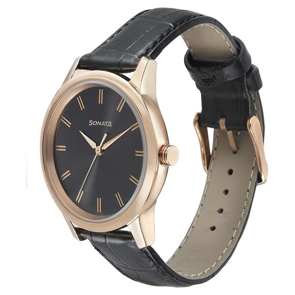 Sonata Quartz Analog Grey Dial Leather Strap Watch for Men - image number 1