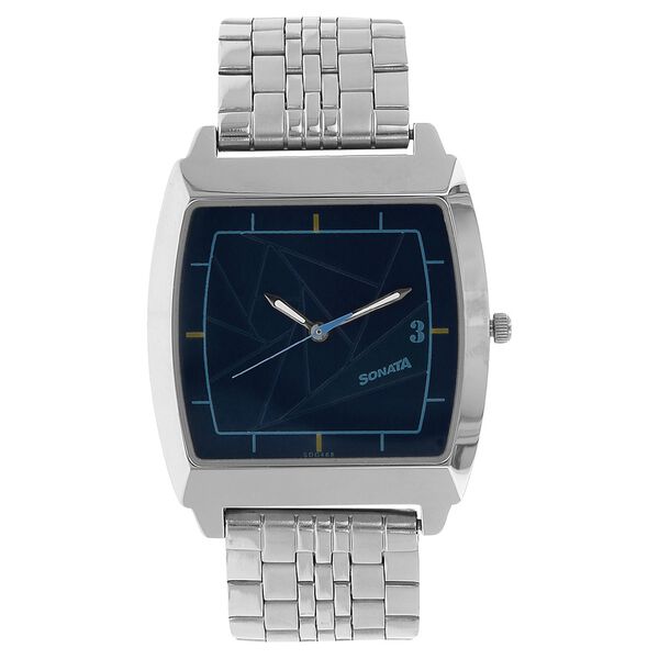 Sonata Quartz Analog Blue Dial Stainless Steel Strap Watch for Men - image number 0