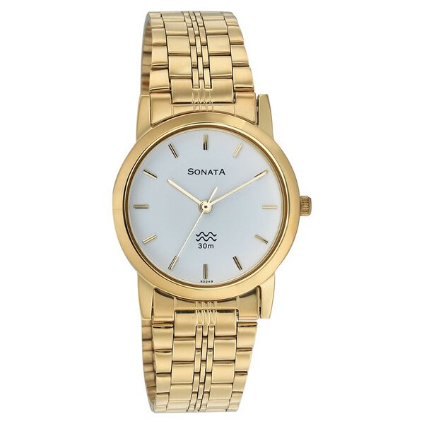Sonata Quartz Analog White Dial Strap Watch for Men - image number 0