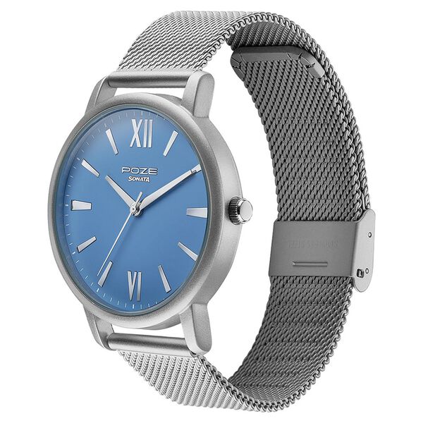 Sonata Poze Quartz Analog Blue Dial Mesh Strap Watch for Men - image number 3