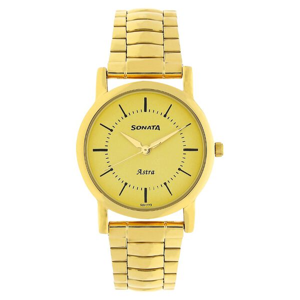 Sonata Quartz Analog Champagne Dial Stainless Steel Strap Watch for Men - image number 0