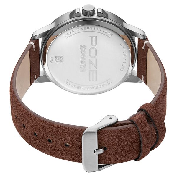Poze by Sonata Quartz Analog Green Dial PU Leather Strap Watch for Men - image number 4