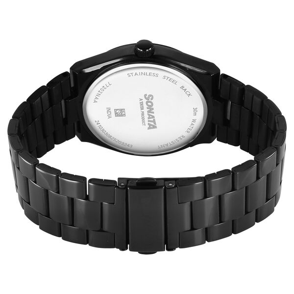 Sonata Festive Quartz Analog Black Dial Metal Strap Watch For Men - image number 4