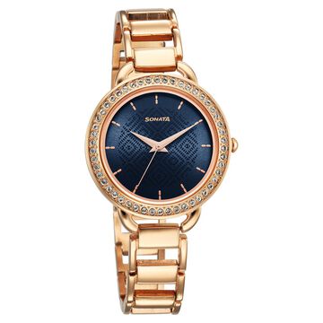 Sonata Wedding Quartz Analog Blue Dial Metal Strap Watch for Women