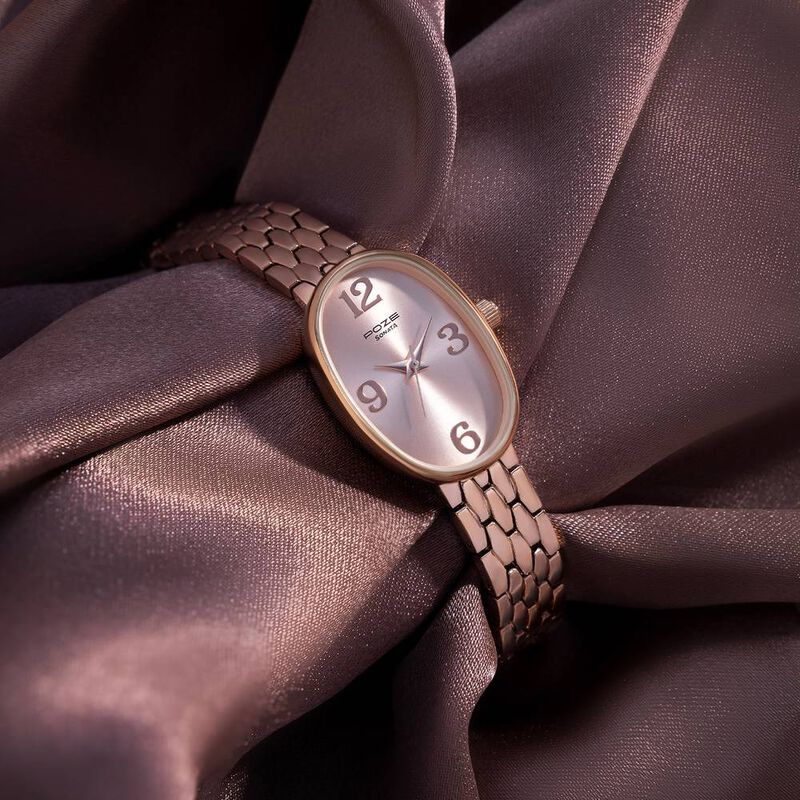 Sonata Poze Quartz Analog Rose Gold Dial Metal Strap Watch for Women