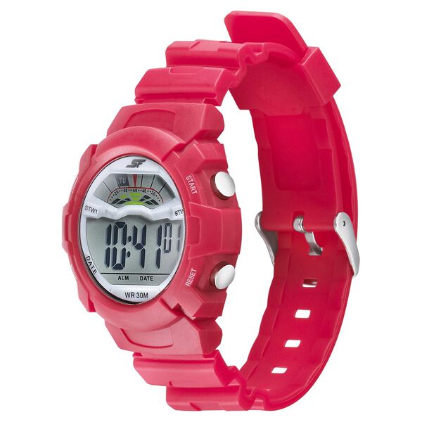 SF Digital Dial Red PU Strap Watch for Men - image number 1