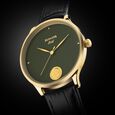 Sonata Gold Quartz Analog Sacred Forest Green With Gold Coin Dial Black Leather Strap Watch For Men - image number 1