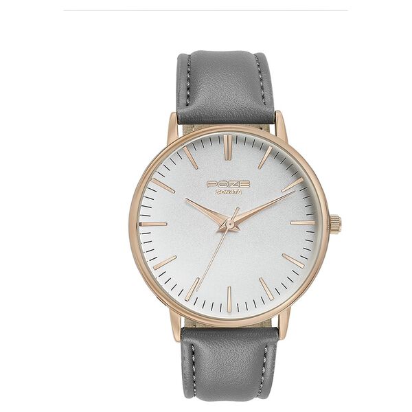 Sonata Poze Quartz Analog White Round Dial Grey Leather Strap Watch For Men - image number 1