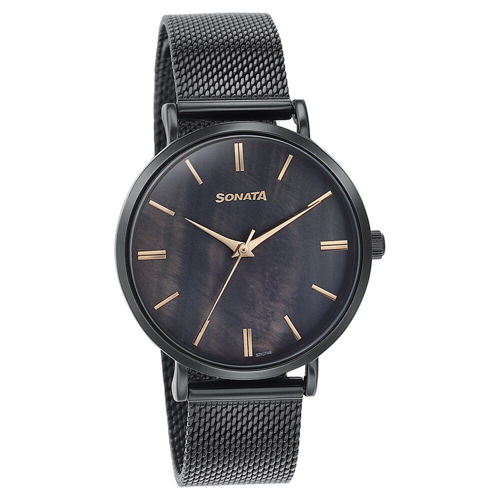 Sonata watch black belt on sale