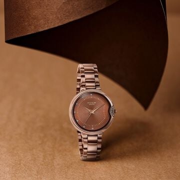 Poze By Sonata Quartz Analog Brown Dial Brown Metal Strap Watch For Women